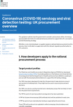 Coronavirus (COVID-19) serology and viral detection testing: UK procurement overview